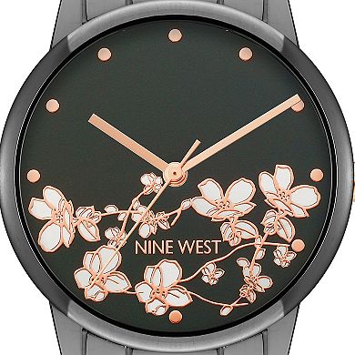 Nine West Women's Flower Dial Two Tone Watch