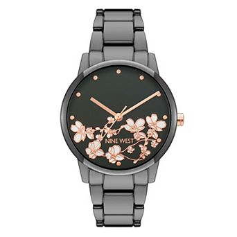 Nine West Women's Flower Dial Two Tone Watch