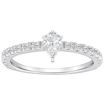 Alyson Layne 14k Gold 1/2 Carat T.W. Diamond Pear Shape Embellished Band Engagement Ring