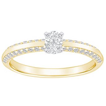 Alyson Layne 14k Gold 3/5 Carat T.W. Diamond Oval Cut Pave & Polished Band Engagement Ring