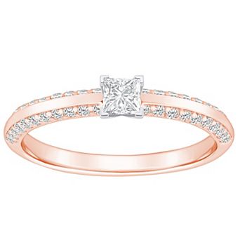 Alyson Layne 14k Gold 3/5 Carat T.W. Diamond Princess Cut Pave & Polished Band Engagement Ring