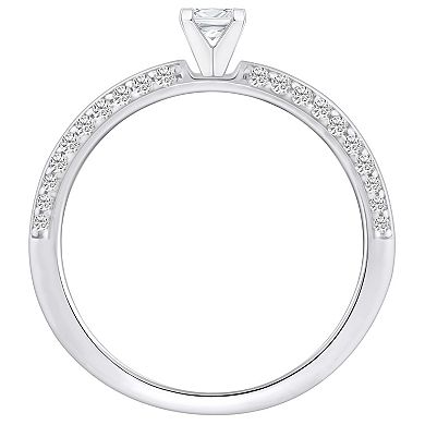 Alyson Layne 14k Gold 3/5 Carat T.W. Diamond Princess Cut Pave & Polished Band Engagement Ring