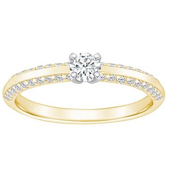 Alyson Layne 14k Gold 3/5 Carat T.W. Diamond Round Cut Pave & Polished Band Engagement Ring