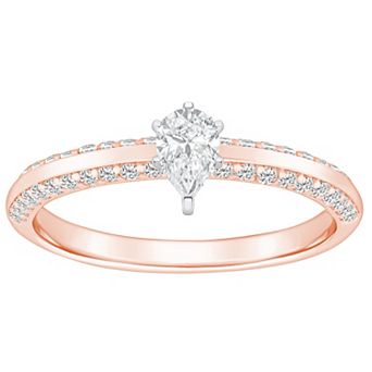 Alyson Layne 14k Gold 3/5 Carat T.W. Diamond Pear Shape Pave & Polished Band Engagement Ring
