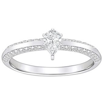 Alyson Layne 14k Gold 3/5 Carat T.W. Diamond Pear Shape Pave & Polished Band Engagement Ring