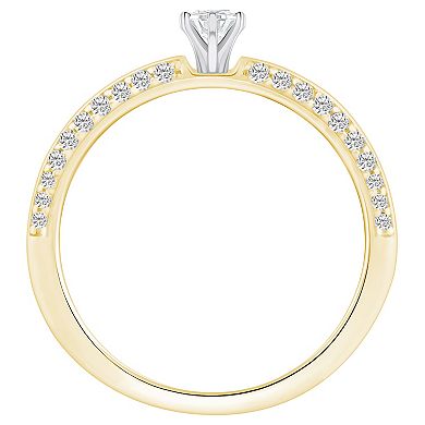 Alyson Layne 14k Gold 3/5 Carat T.W. Diamond Pear Shape Pave & Polished Band Engagement Ring