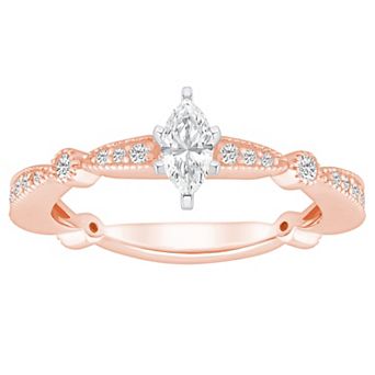 Alyson Layne 14k Gold 1/2 Carat T.W. Diamond Marquise Cut Scalloped Band Engagement Ring