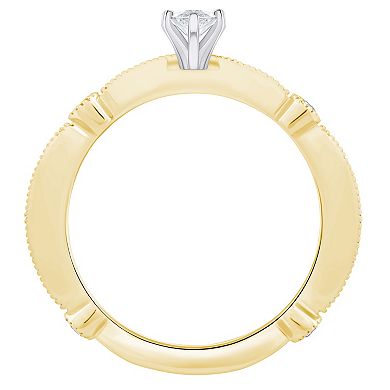 Alyson Layne 14k Gold 1/2 Carat T.W. Diamond Marquise Cut Scalloped Band Engagement Ring