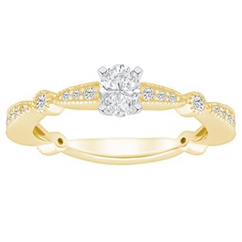 Alyson Layne 14k Gold 1/2 Carat T.W. Diamond Oval Cut Scalloped Band Engagement Ring