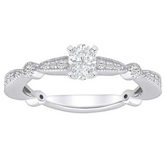 Alyson Layne 14k Gold 1/2 Carat T.W. Diamond Oval Cut Scalloped Band Engagement Ring