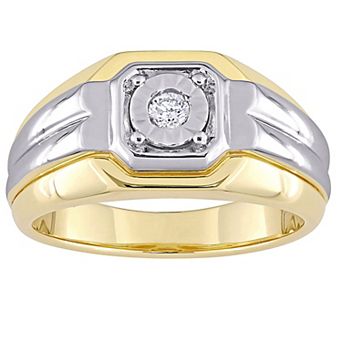 Stella Grace Men's Two Tone Sterling Silver 1/10 Carat T.W. Diamond Fashion Ring