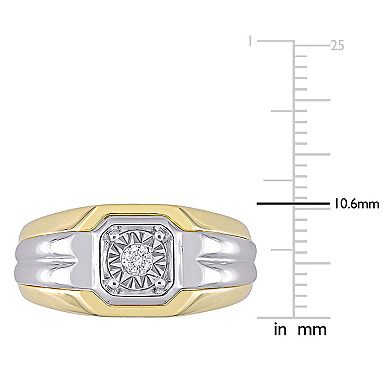 Stella Grace Men's Two Tone Sterling Silver 1/10 Carat T.W. Diamond Fashion Ring