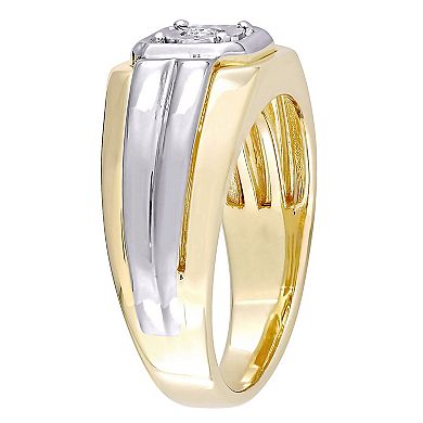 Stella Grace Men's Two Tone Sterling Silver 1/10 Carat T.W. Diamond Fashion Ring