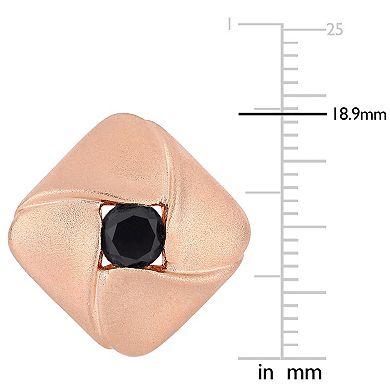 Stella Grace Men's Rose Gold Tone Sterling Silver 1 1/2 Carat T.W. Black Diamond Square Cuff Links