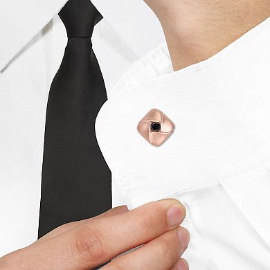 Stella Grace Men's Rose Gold Tone Sterling Silver 1 1/2 Carat T.W. Black Diamond Square Cuff Links