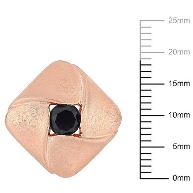 Stella Grace Men's Rose Gold Tone Sterling Silver 1 1/2 Carat T.W. Black Diamond Square Cuff Links