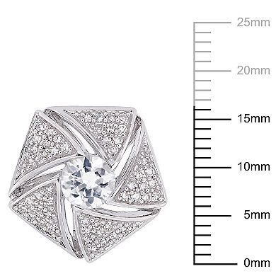 Stella Grace Men's Sterling Silver 1/2 Carat T.W. Diamond & White Sapphire Cluster Cuff Links