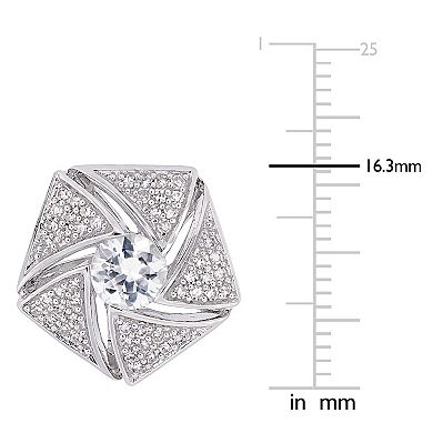 Stella Grace Men's Sterling Silver 1/2 Carat T.W. Diamond & White Sapphire Cluster Cuff Links