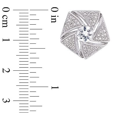 Stella Grace Men's Sterling Silver 1/2 Carat T.W. Diamond & White Sapphire Cluster Cuff Links