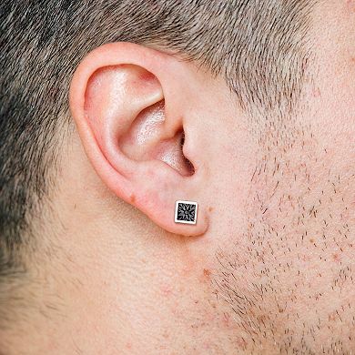 Stella Grace Men's Sterling Silver Black Diamond Accent Stud Earring