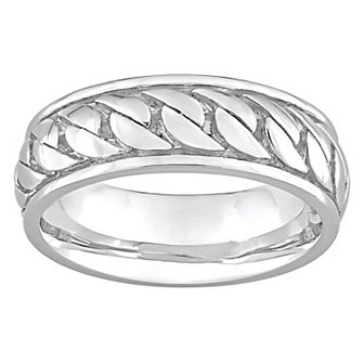 Stella Grace Men's Sterling Silver Ribbed Design Ring