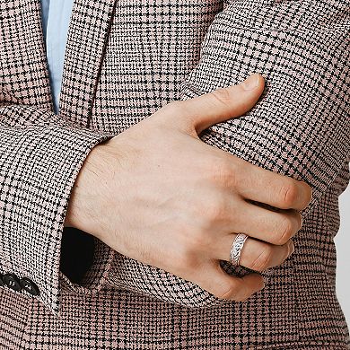 Stella Grace Men's Sterling Silver Ribbed Design Ring