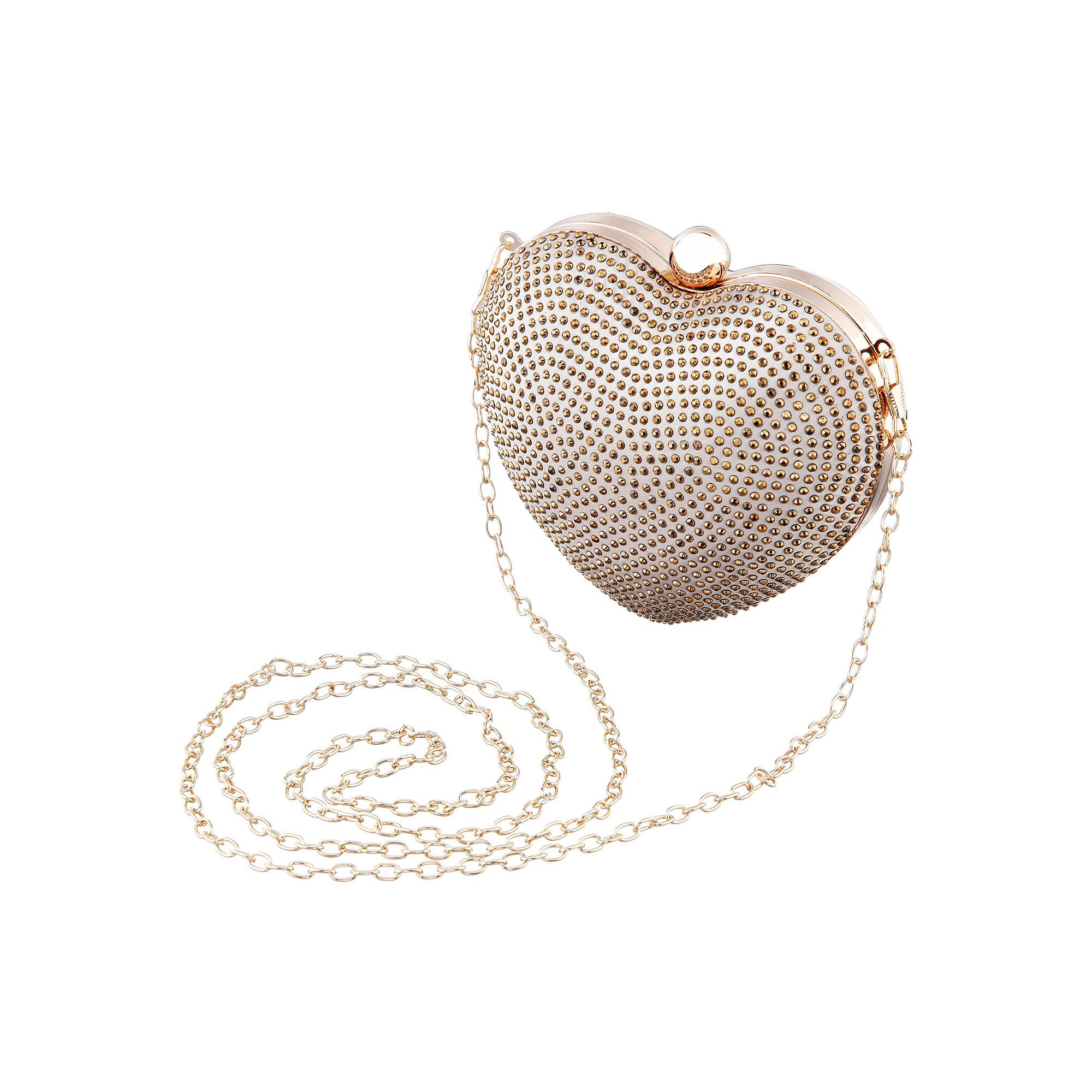 N by Nina M-Cupid Heart Clutch Bag, Gold