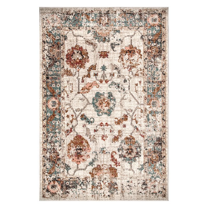 nuLoom Cecil Vintage Floral Area Rug, Beig/Green, 8X10 Ft