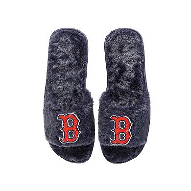 Women's FOCO Navy Boston Red Sox Rhinestone Fuzzy Slippers