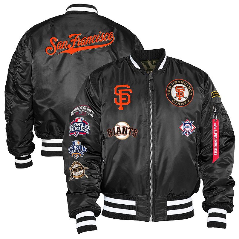 UPC 196173775545 product image for Men's New Era x Alpha Industries Black San Francisco Giants Reversible Full-Zip  | upcitemdb.com