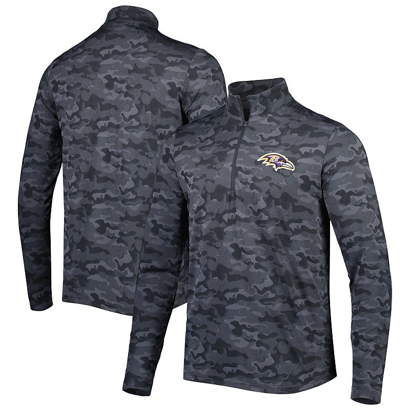 Mens Antigua Black Baltimore Ravens Brigade Quarter-Zip Sweatshirt, Size: 