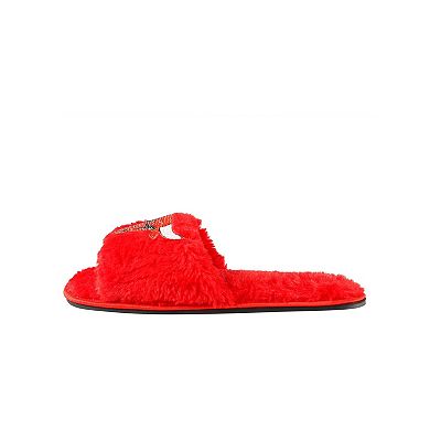 Women's FOCO Red Chicago Bulls Rhinestone Fuzzy Slippers