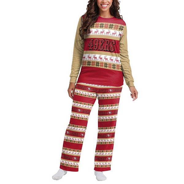 San Francisco 49ers FOCO Wordmark Ugly Pajama Set - Scarlet