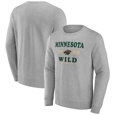 Men s Fanatics Branded Heather Charcoal Minnesota Wild Fierce Competitor Pullover Sweatshirt