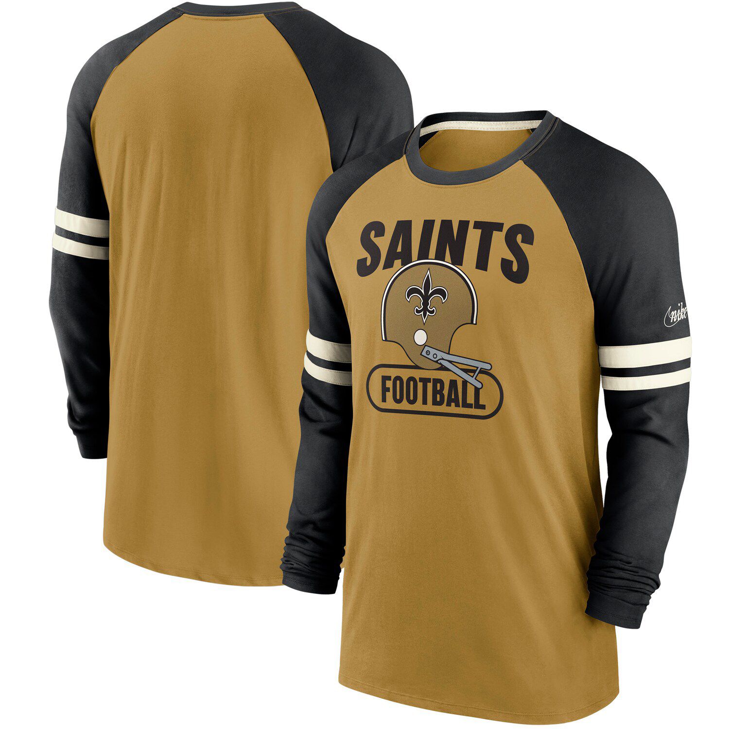 Women's New Era Black Orleans Saints Raglan Lace-Up T-Shirt Size: Extra Small