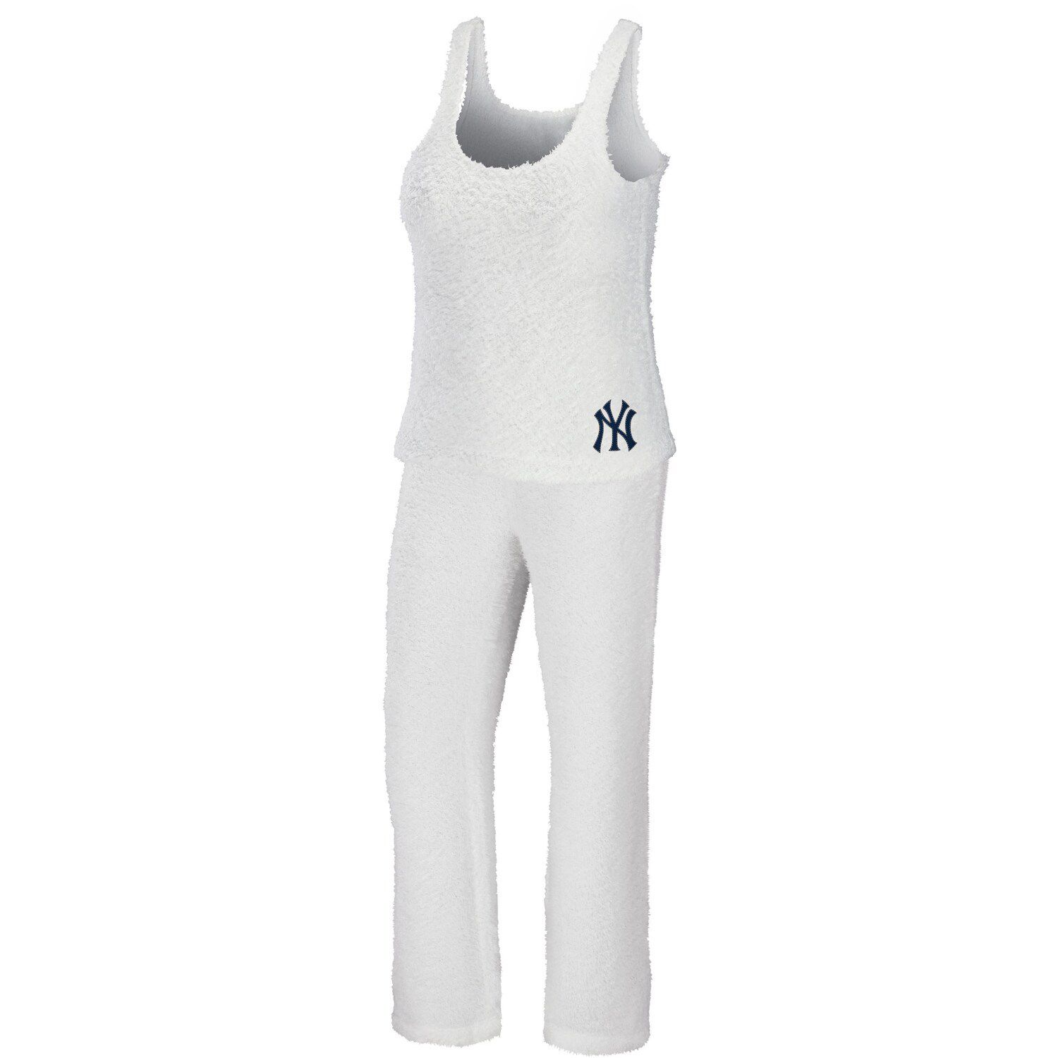 Women's New York Yankees Concepts Sport White/Navy Flagship Long Sleeve  V-Neck T-Shirt & Pants Sleep Set