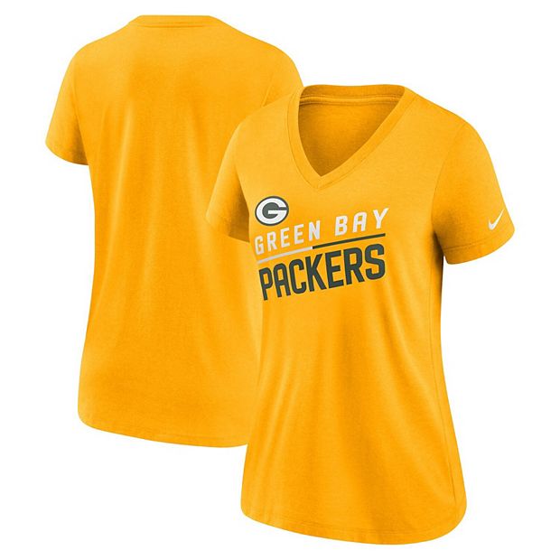 Nike / Women's Green Bay Packers Slant Gold V-Neck T-Shirt