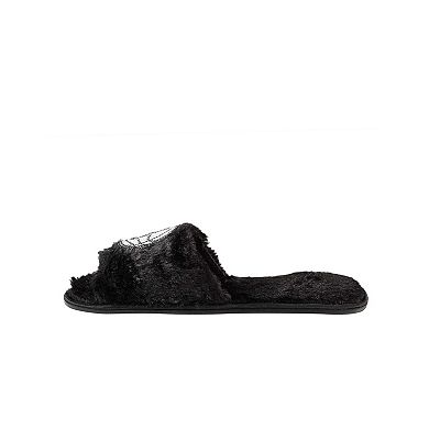 Women's FOCO Black Brooklyn Nets Rhinestone Fuzzy Slippers
