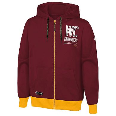Men's New Era Burgundy Washington Commanders Combine Authentic Drop Back Full-Zip Hoodie