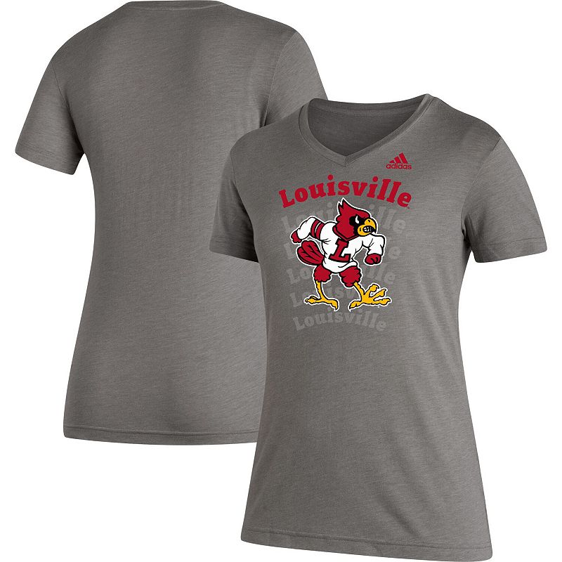Womens adidas Heathered Gray Louisville Cardinals Vault Logo Repeat Tri-Bl