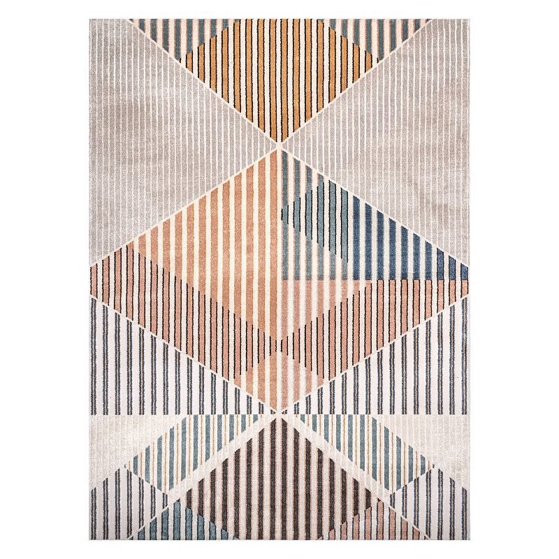 nuLoom Skyler Contemporary Geometric Diamond Area Rug, Beig/Green, 5X8 Ft