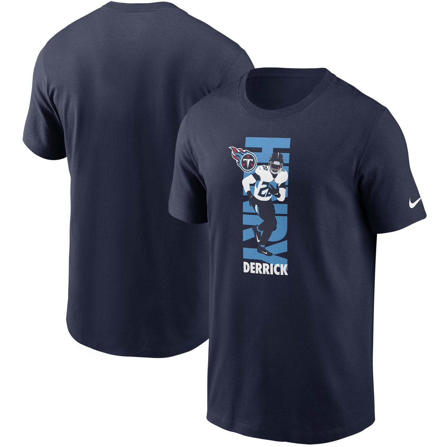 Majestic Threads Women's Derrick Henry Light Blue Tennessee Titans Team Player Name Number Tri-Blend Raglan 3/4 Sleeve T-Shirt - Light Blue