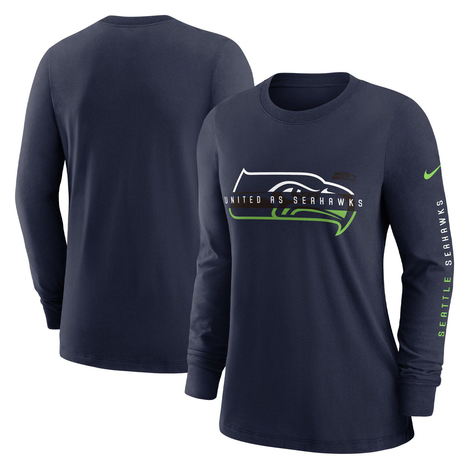 Men's Nike College Navy Seattle Seahawks Fan Gear Color Bar Long Sleeve T-Shirt Size: 3XL