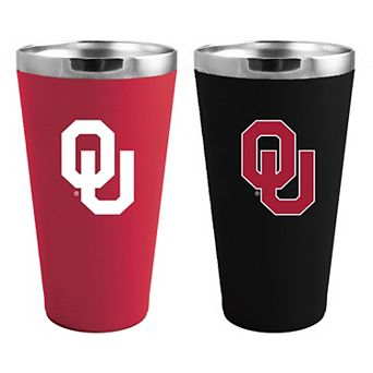Oklahoma Sooners Team Color 2-Pack Stainless Steel Pint Glass Set