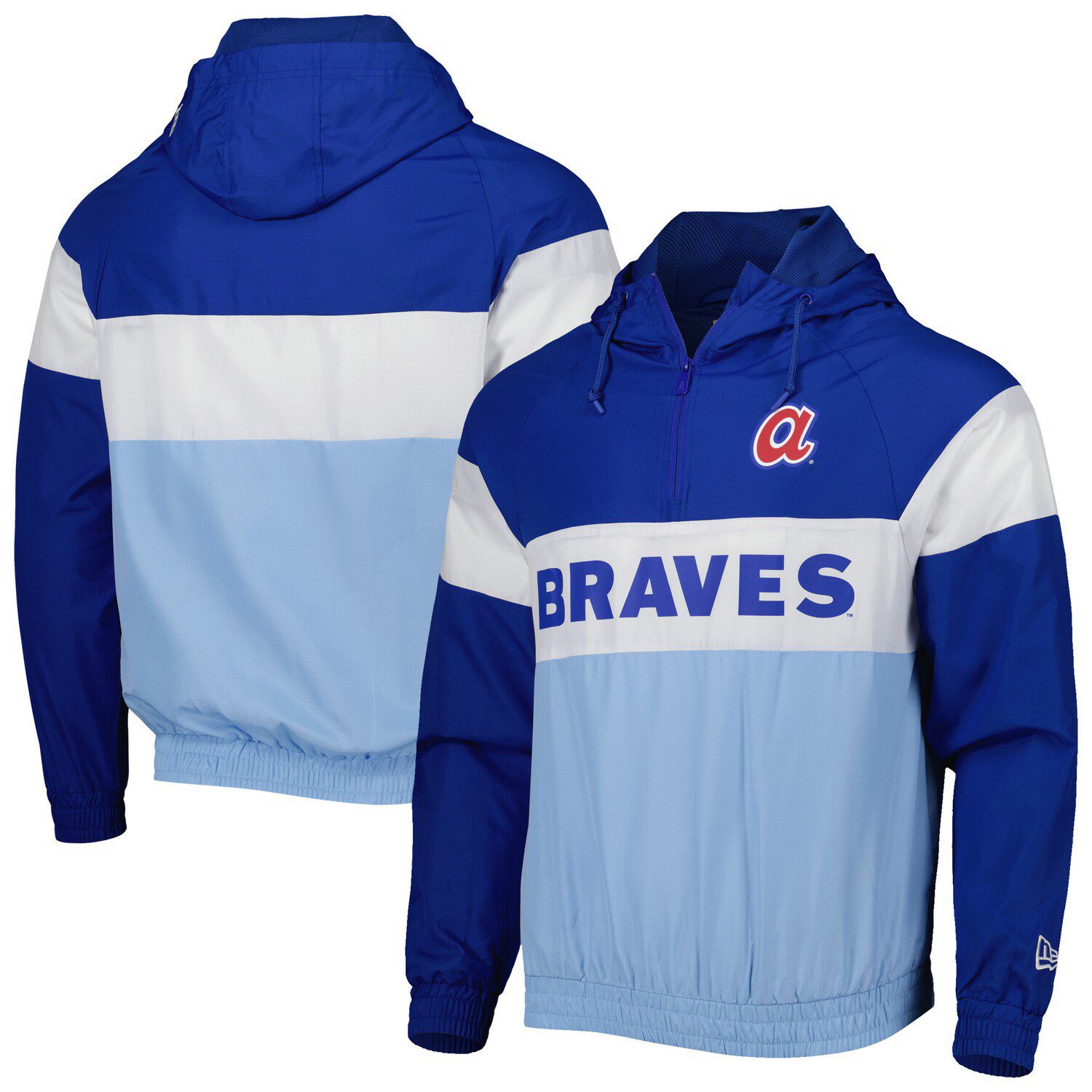 New Era Women's Navy Atlanta Braves Colorblock Full-Zip Hoodie