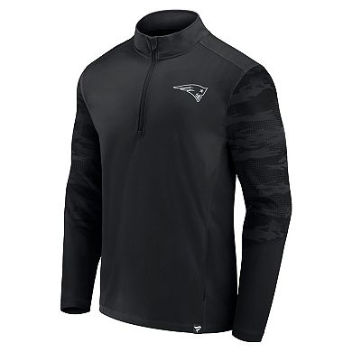 Men's Fanatics Branded New England Patriots Blackout Ringer Quarter-Zip Jacket