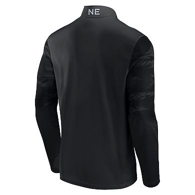 Men's Fanatics Branded New England Patriots Blackout Ringer Quarter-Zip Jacket