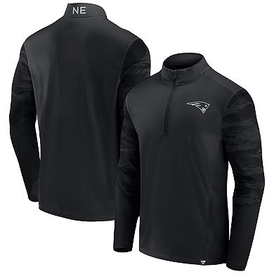 Men's Fanatics Branded New England Patriots Blackout Ringer Quarter-Zip Jacket