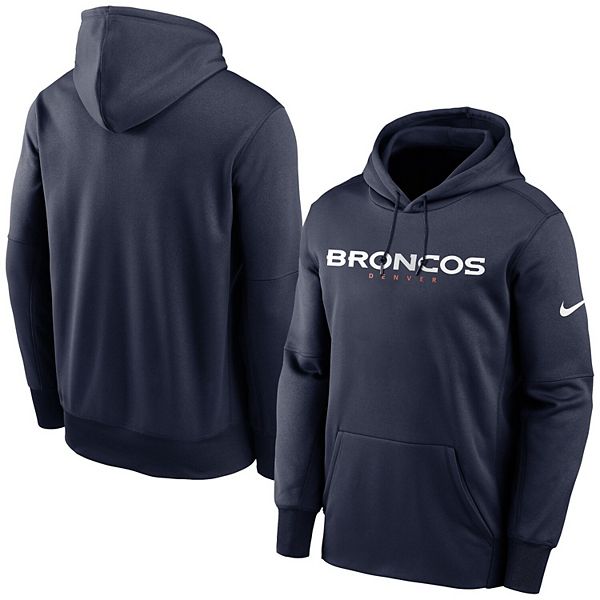 New Era Women's Denver Broncos Navy Raw Edge Cropped Hoodie