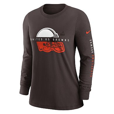 Women's Nike Brown Cleveland Browns Prime Split Long Sleeve T-Shirt